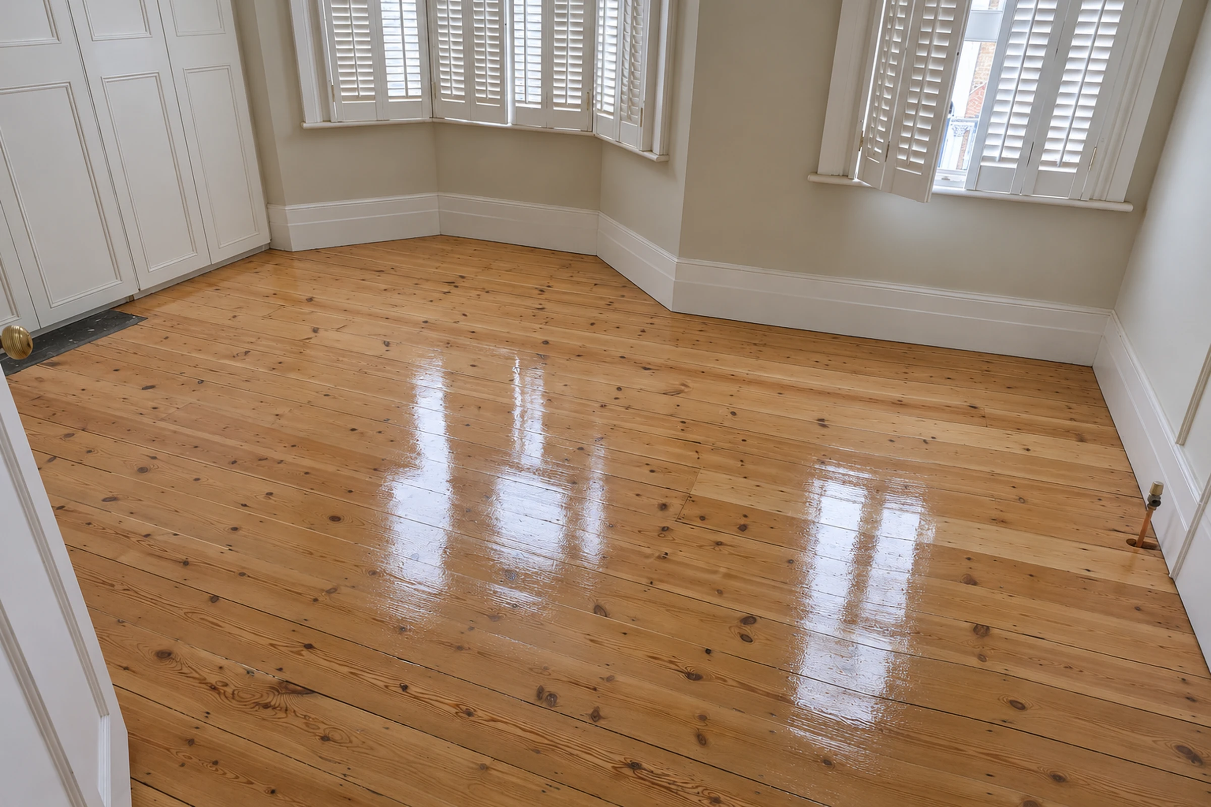 Restored wooden floor after finishing