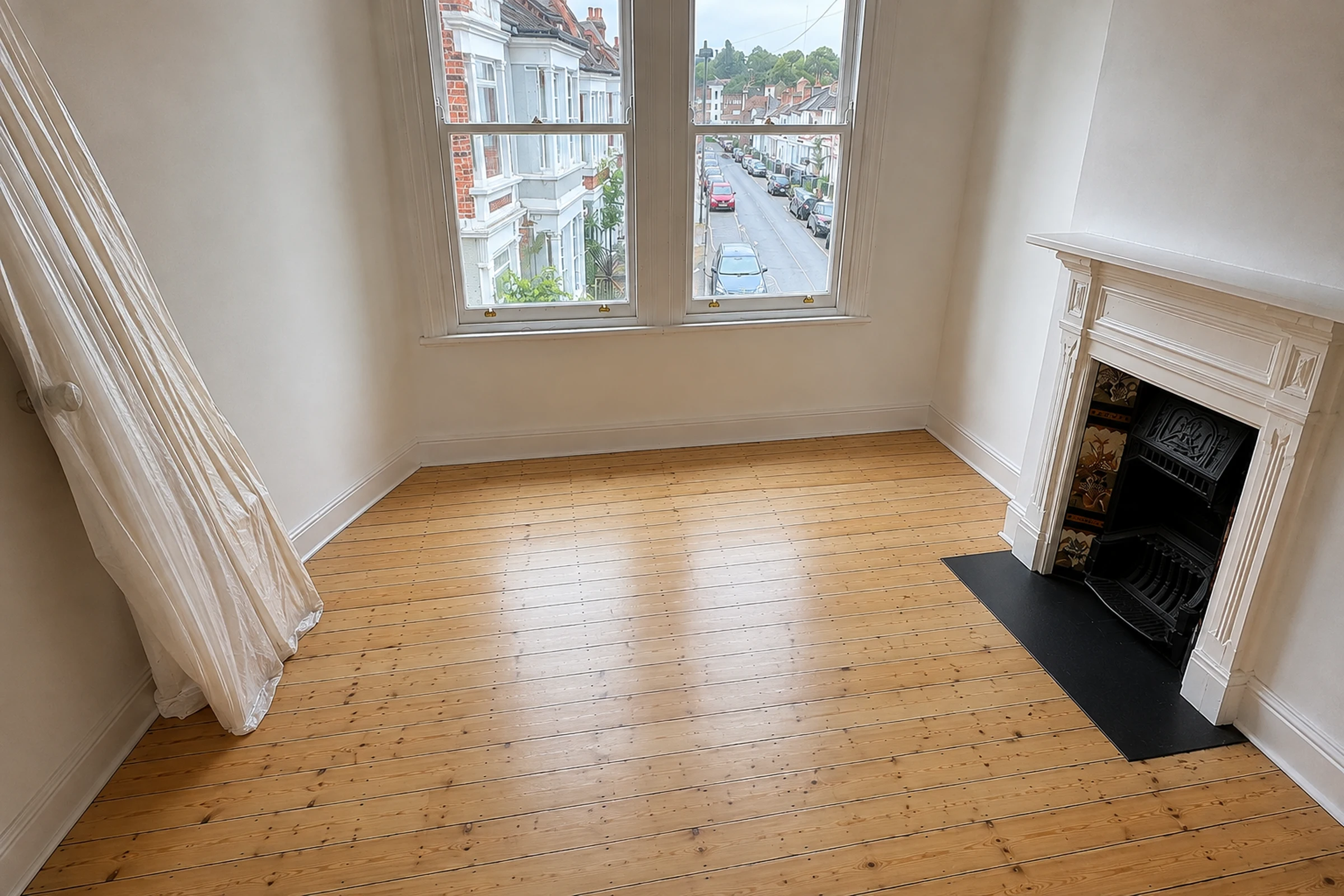 Wooden floor after sanding and finishing