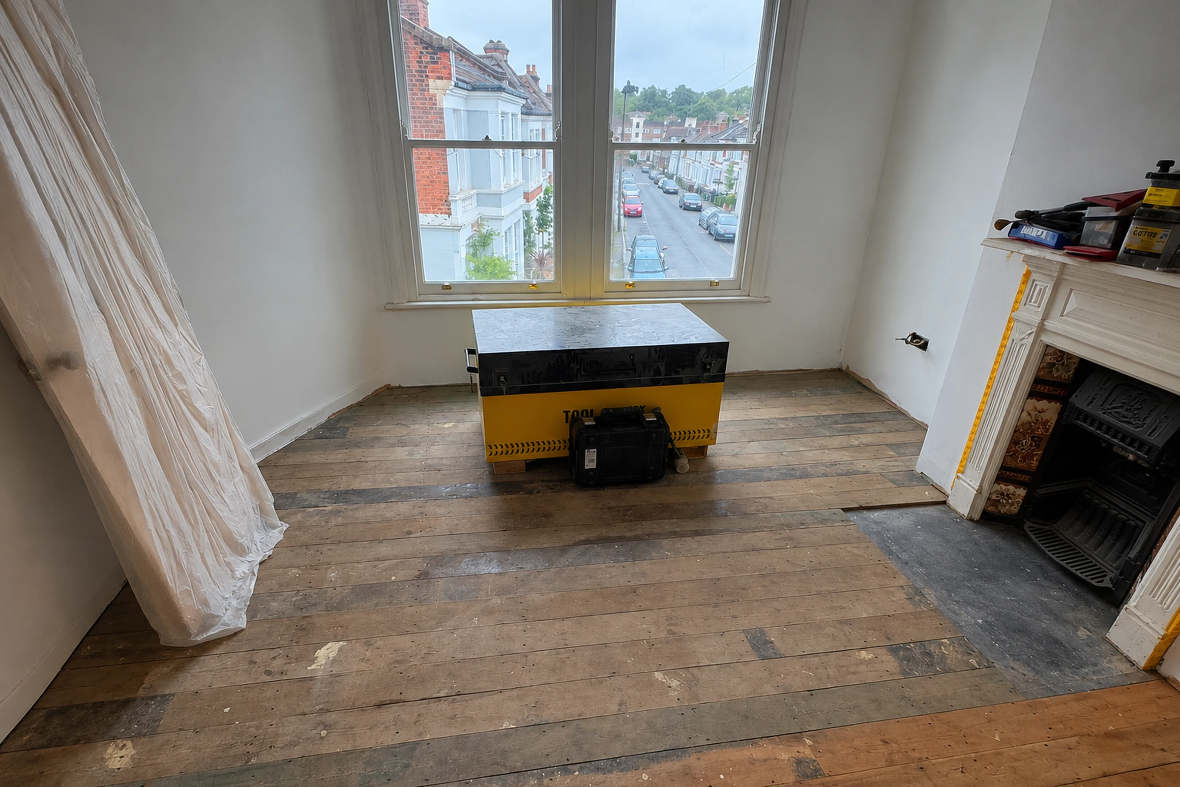 Wooden floor before sanding